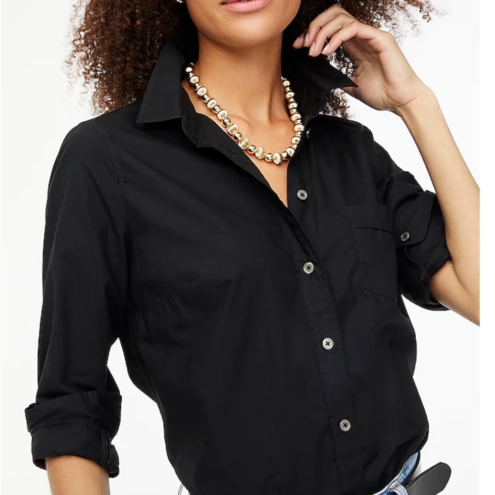 NWT J. Crew Button-up cotton poplin shirt in signature fit Black